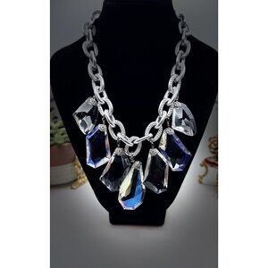 Necklace Luxury Chunky Chain Crystal Rock Look  Rhinestone CLEAR-Chunky Necklace